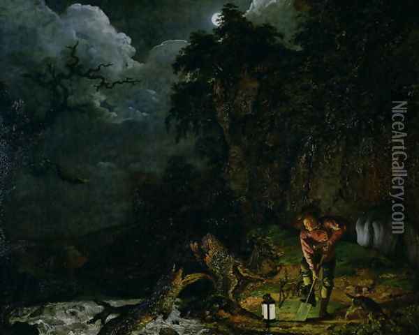 The Earthstopper on the Banks of the Derwent, 1773 Oil Painting - Josepf Wright Of Derby