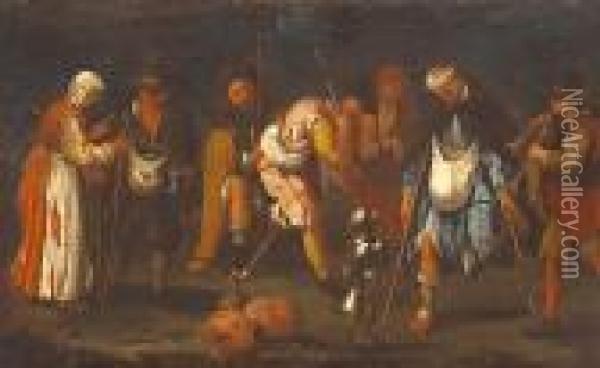 A Gathering Of Beggars; And Another Of The Same Subject By The Same Hand (a Pair) Oil Painting - Jacques Callot