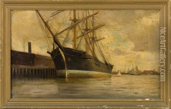 The Ship Charger At A Pier Oil Painting - Marshall Johnson
