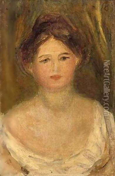 Portrait De Femme Au Chignon Oil Painting - Pierre Auguste Renoir