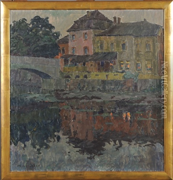 Maison Au Bord De L'eau Oil Painting - Maurice Guilbert