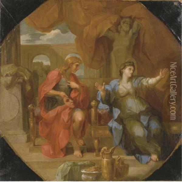 Apollon Et Thalie, Muse De La Comedie Oil Painting - Jacques Antoine Friquet De Vauroze