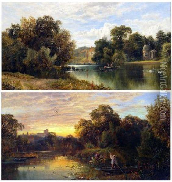 River Views Of Kew Oil Painting - Alfred Augustus Glendenning
