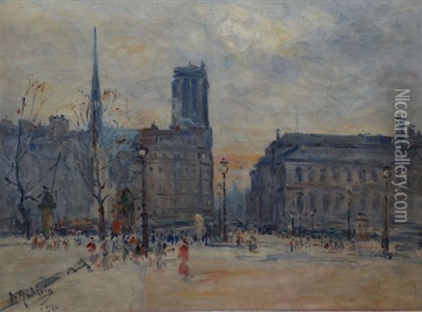 L'ile De La Cite Oil Painting - Gustave Madelain