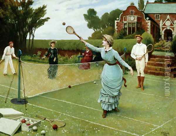 Tennis Players, 1885 Oil Painting - Horace Henry Cauty