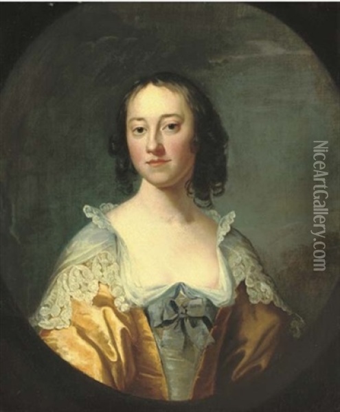 Portrait Of A Lady, Half-length, In A Decollete Van Dyck Dress Oil Painting - Allan Ramsay