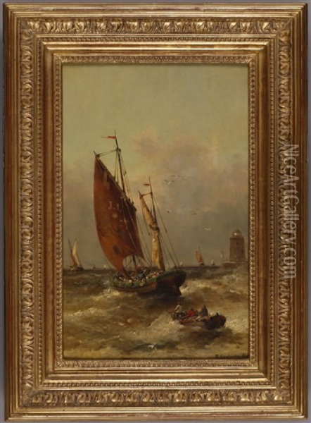 Marine An D. Franzosischen Kuste Oil Painting - Adolf Kaufmann