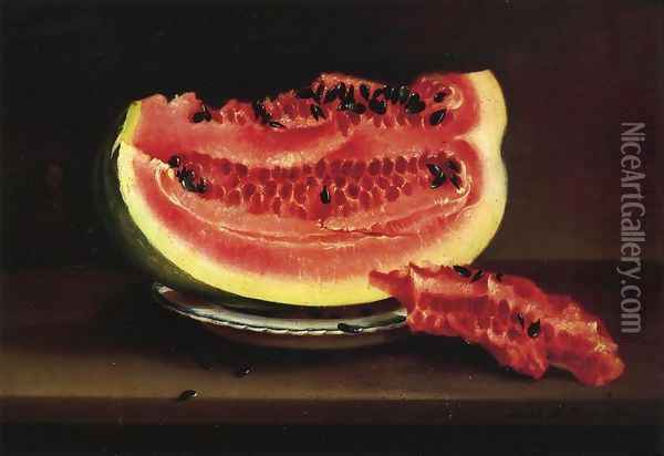 Still Life with Watermelon Oil Painting - Sarah Miriam Peale