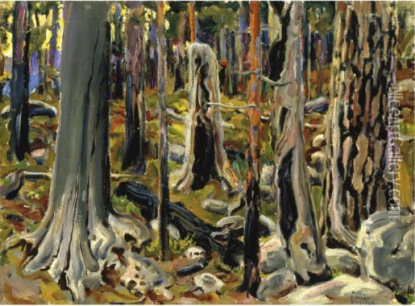 Kaskimetsa (burnt Forest) Oil Painting - Akseli Gallen-Kallela