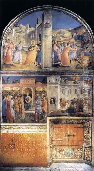 East wall of the chapel Oil Painting - Giotto Di Bondone