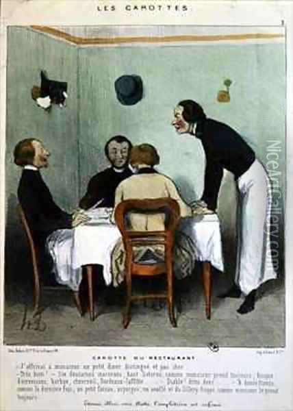 Restaurant scene Oil Painting - Honore Daumier