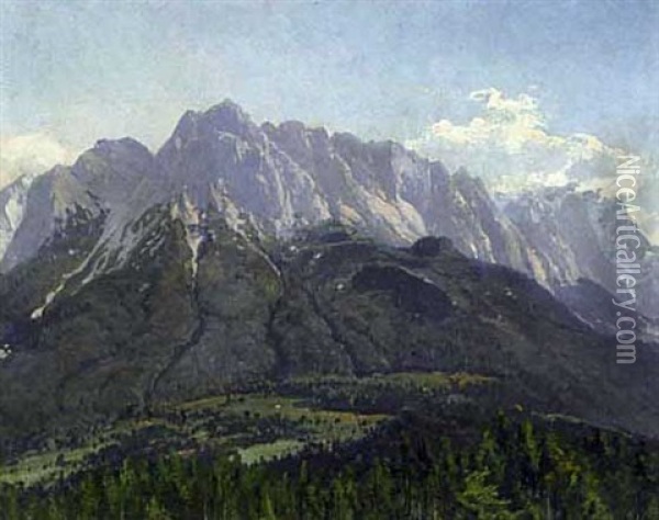 Blick Auf Das Wettersteingebirge Mit Zugspitze Oil Painting - Heinrich Gogarten
