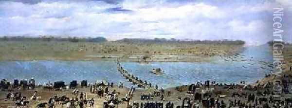 The Crossing of the Santa Lucia River Uruguay 1865 Oil Painting - Candido Lopez