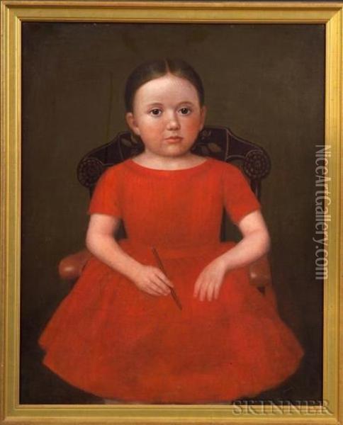 Portrait Of Frances Adelia Chaffin Oil Painting - Robert Deacon Peckham
