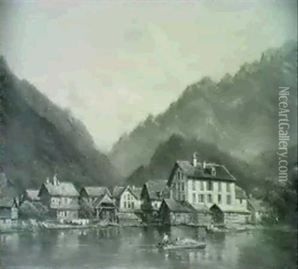 Paysage D'un Lac Des Alpes Oil Painting - Pierre Justin Ouvrie