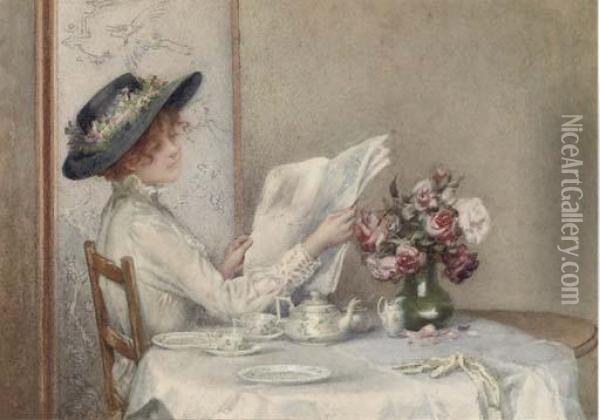 Afternoon Tea Recto And An Oil Sketch Of A Bird's Nest Verso Oil Painting - Charles MacIvor or MacIver Grierson