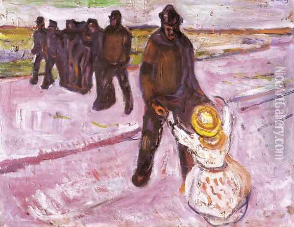 Worker and Child Oil Painting - Edvard Munch