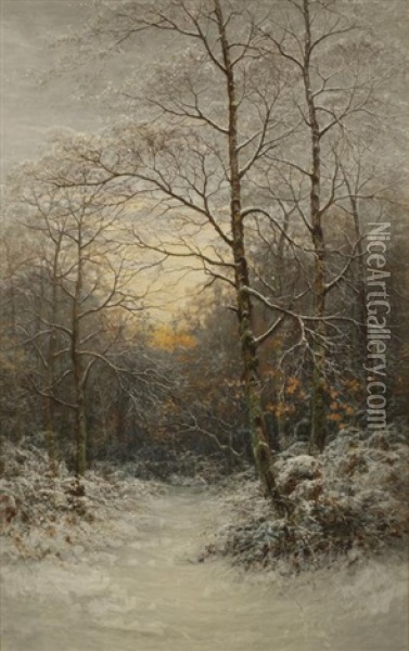 A Wintry Sunset Oil Painting - Alfred Oliver Townsend