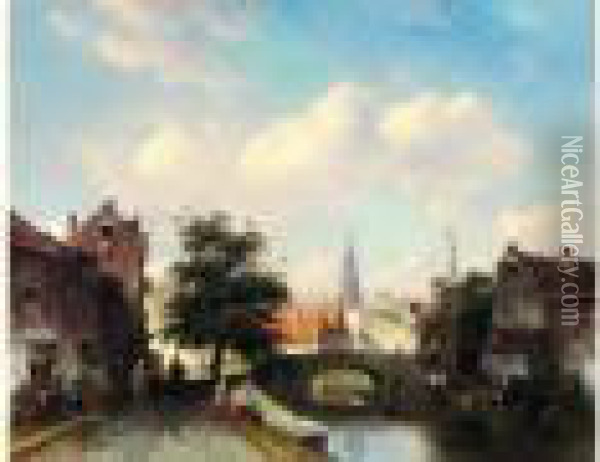 Bruges Oil Painting - Charles Henri Leickert