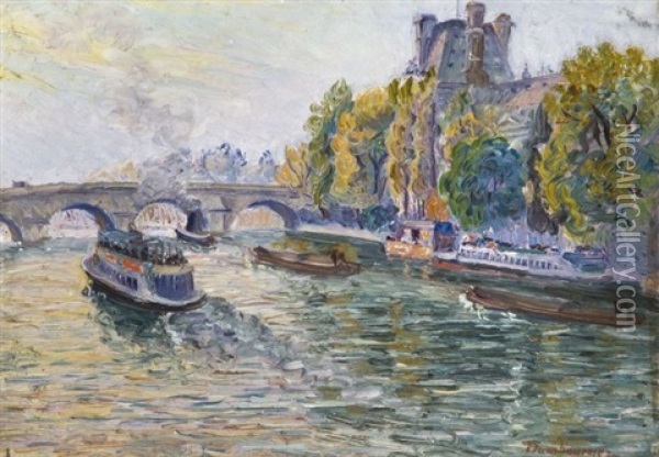 Vue Du Pont Royal Oil Painting - Edouard-Jean Dambourgez