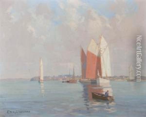 Harbour View. Oil Painting - Eric John Benson Riordon