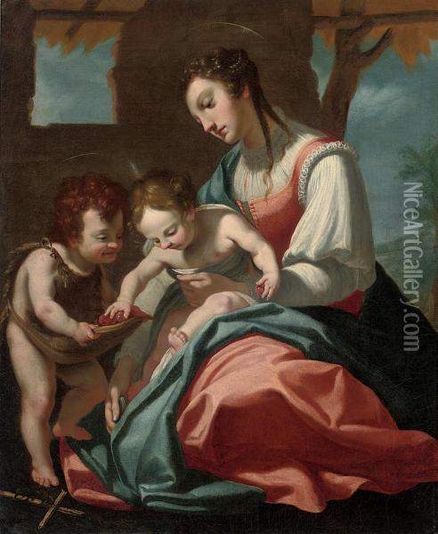 The Madonna And Child With The Infant Saint John The Baptist Oil Painting - Lorenzo Lippi