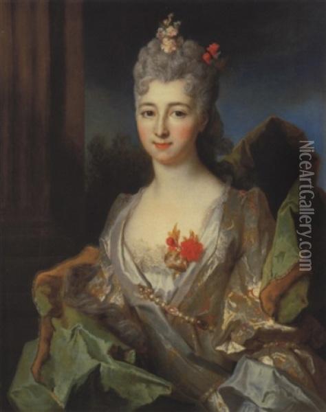 Portrait D'une Dame Oil Painting - Nicolas de Largilliere