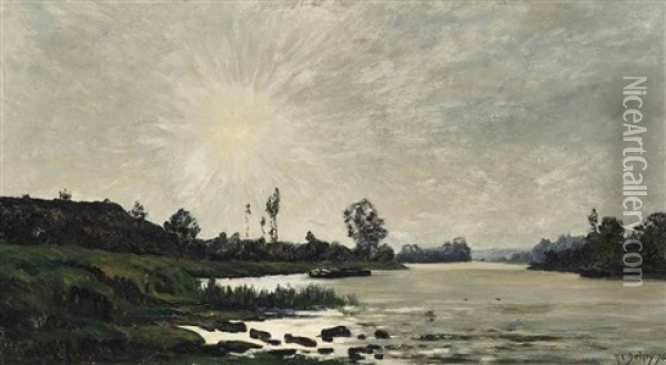 A Sunlit River Oil Painting - Hippolyte Camille Delpy