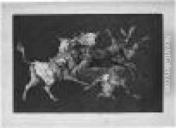 Al Toro Y Al Aire Darles Calle (d.223; H.269) Oil Painting - Francisco De Goya y Lucientes
