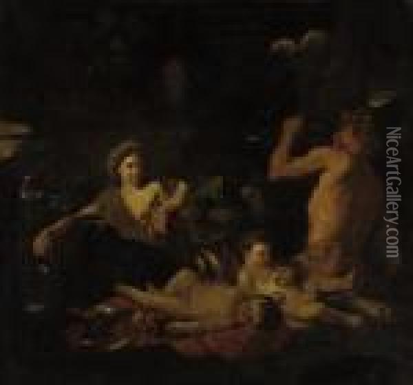 The Nurture Of Bacchus Oil Painting - Nicolas Poussin