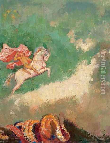 Saint Georges et le dragon Oil Painting - Odilon Redon