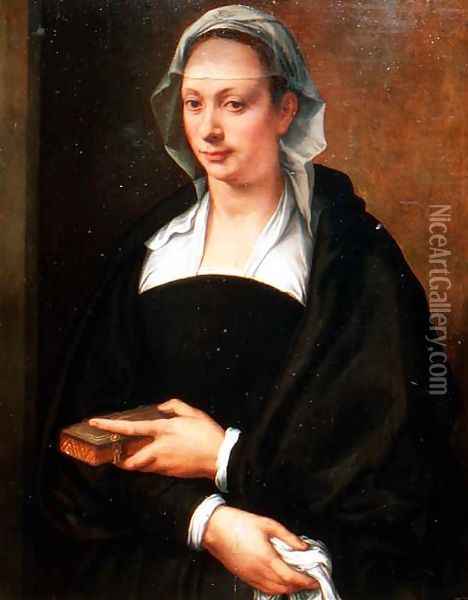 Portrait of a Lady in a White Veil Oil Painting - Michele di Ridolfo del Ghirlandaio (see Tosini)