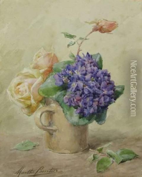 Violettes Et Roses Oil Painting - Marthe Courtier