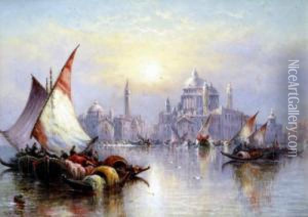 A Pair, Doges Palace From The Canal Oil Painting - Daniel H. Winder