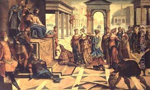 Solomon and the Queen of Sheba Oil Painting - Jacopo Tintoretto (Robusti)