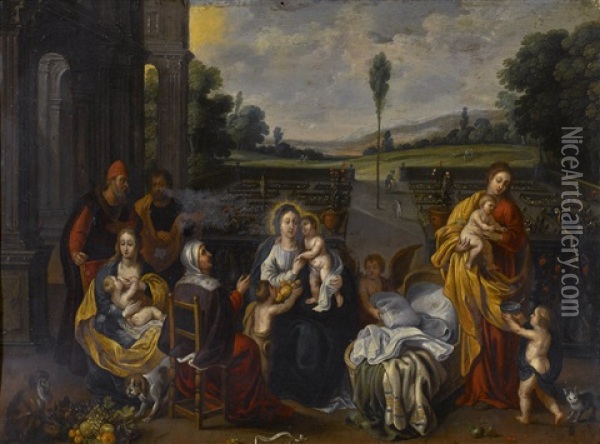 The Family Of St. Anne (the Holy Kinship) Oil Painting - Hendrik van Balen the Elder