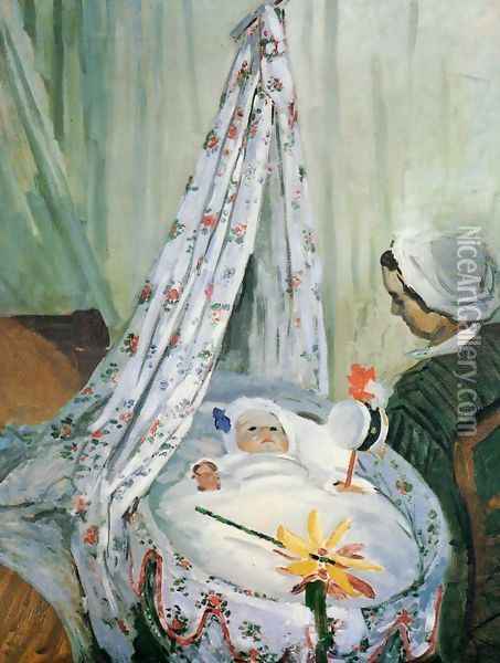 Jean Monet In His Cradle Oil Painting - Claude Oscar Monet