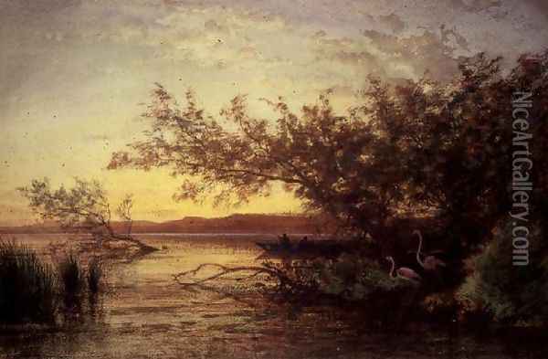 Sunset, Camargue Oil Painting - Felix Ziem