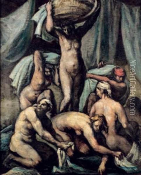 Les Lavandieres En Orient Oil Painting - Emile Bernard