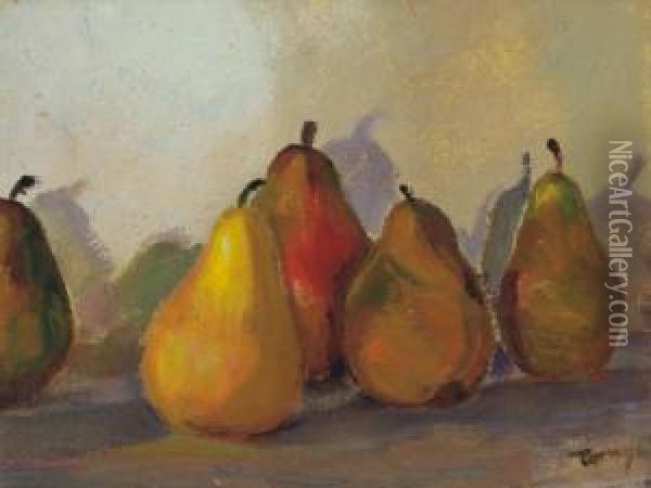 Still-life With Pears Oil Painting - Janos Tornyai