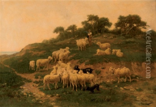 Berger Et Moutons Oil Painting - Theodore Jourdan