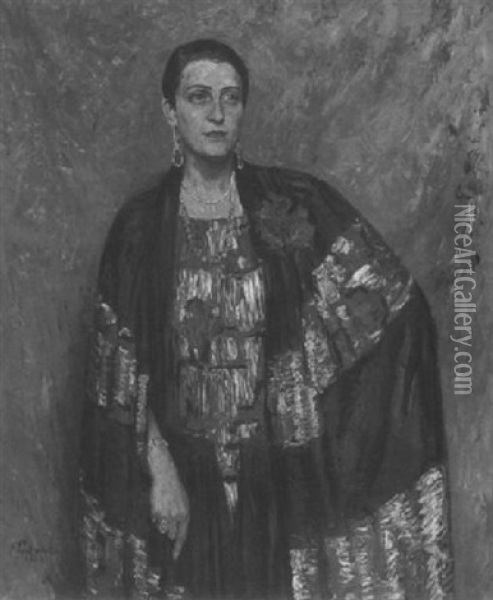 Portrait Of A Fashionable Woman Oil Painting - Ernst Pickardt