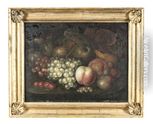 Still Life With Fruit On A Bank Oil Painting - George William Sartorius