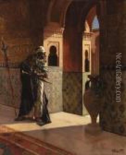 The Moorish Guard, The Alhambra Oil Painting - Rudolph Ernst