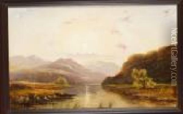 Skotskt Landskap Oil Painting - Charles Leslie