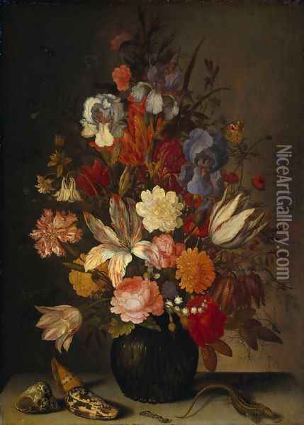 Still Life with Flowers Oil Painting - Balthasar Van Der Ast