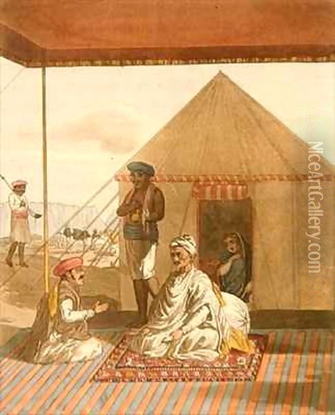 A Mahratta Pandit and his Family, from 'A Mahratta Camp' Oil Painting - Thomas Baxter