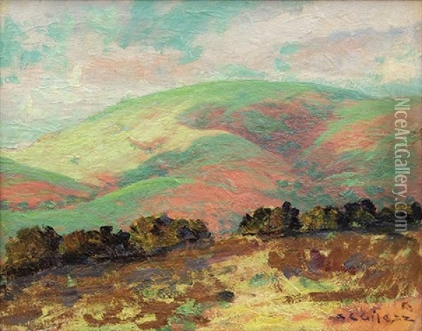 Green And Pink Hills Oil Painting - Selden Connor Gile
