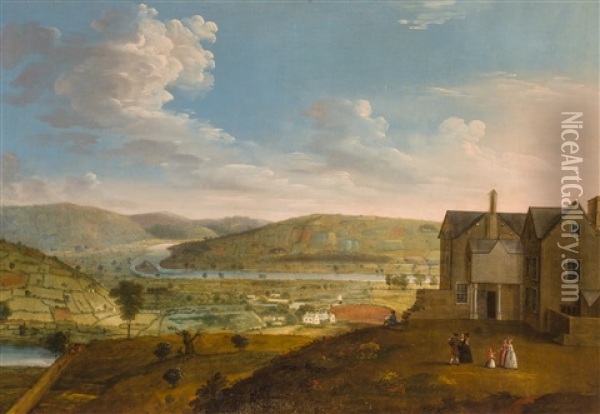 A View Of A Town With An Extensive Landscape Beyond Oil Painting - Francis Harding