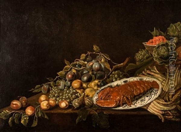Bodegon Con Frutas, Hortalizas Y Langosta Oil Painting - Adriaen van Utrecht